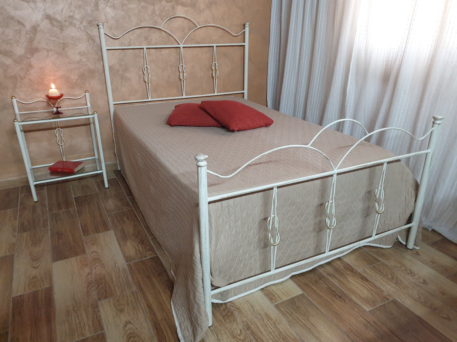 Letto una piazza e mezza Primula ferro battuto bianco oro
