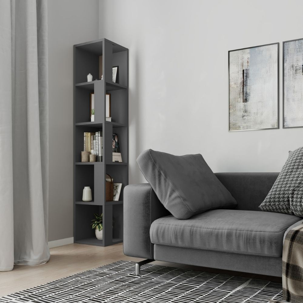 Libreria angolare Piano antracite 5 ripiani 31,4x31,4x158,9