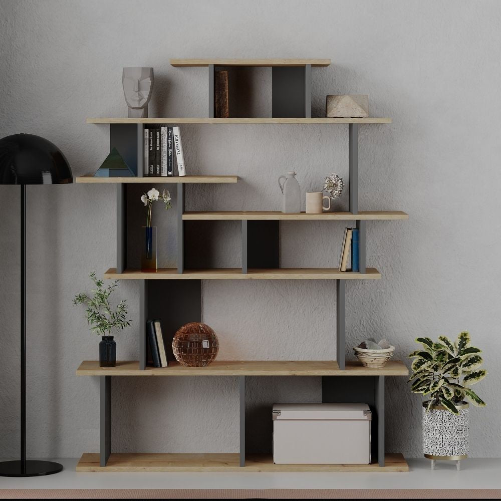 Libreria design Apollon rovere e antracite