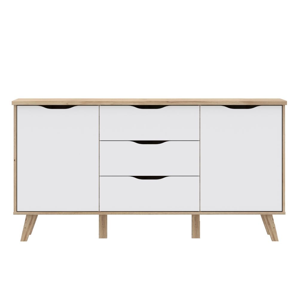 Madia Axis 2 ante e 3 cassetti struttura rovere e frontali bianchi
