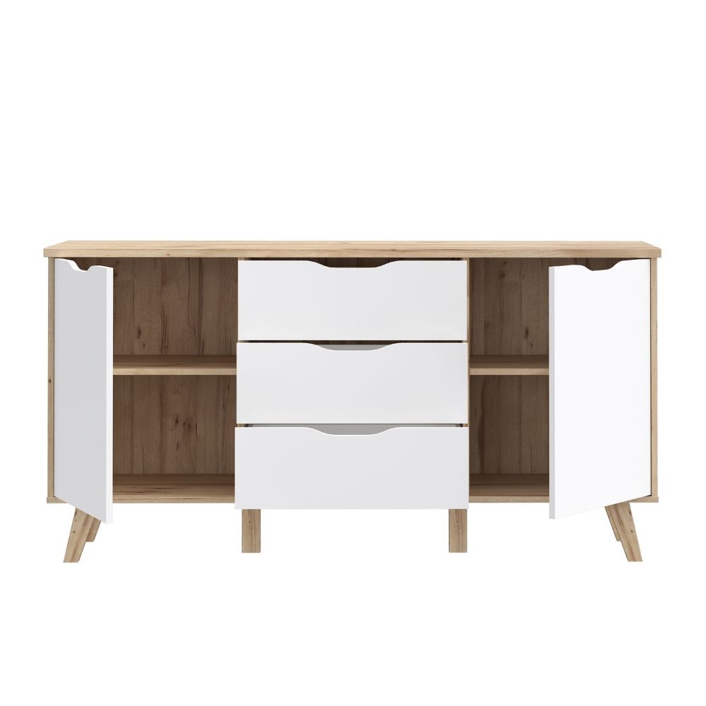 Madia Axis 2 ante e 3 cassetti struttura rovere e frontali bianchi