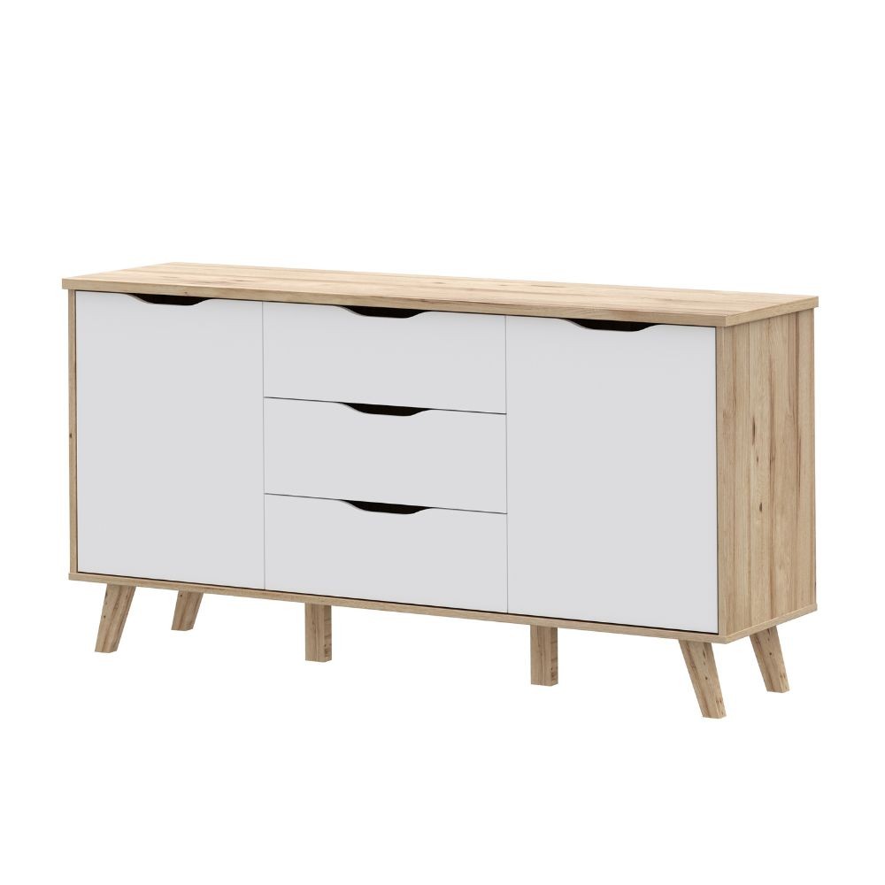 Madia Axis 2 ante e 3 cassetti struttura rovere e frontali bianchi