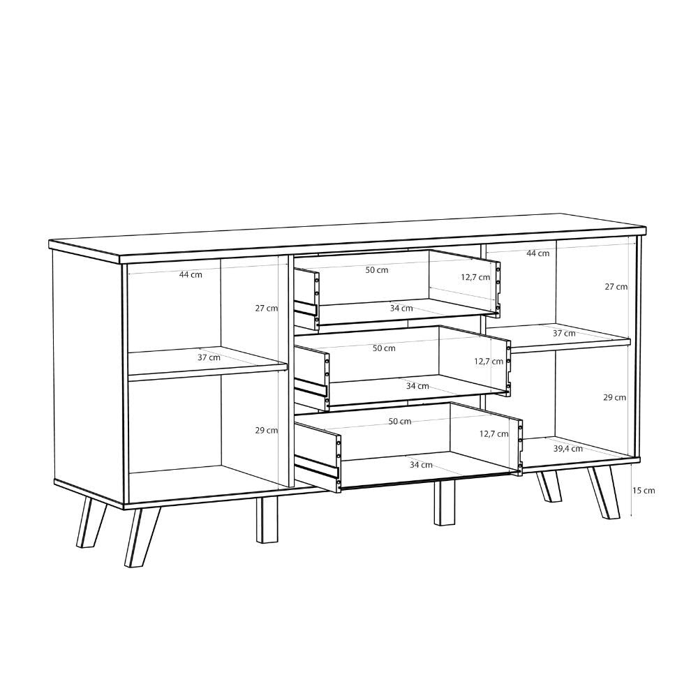 Madia Axis 2 ante e 3 cassetti struttura rovere e frontali bianchi