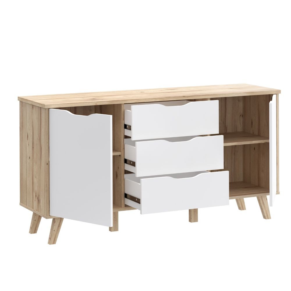 Madia Axis 2 ante e 3 cassetti struttura rovere e frontali bianchi