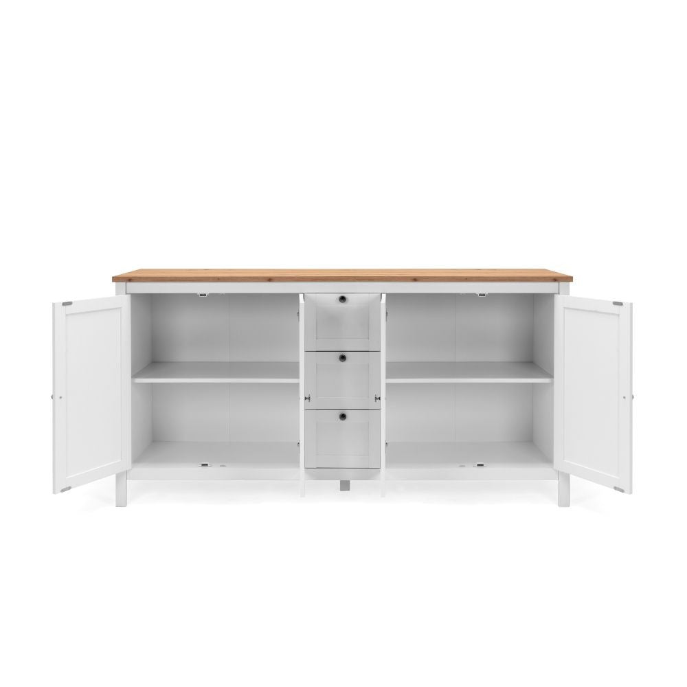 Madia Bergen51 con 4 ante e 3 cassetti colore bianco e rovere oak