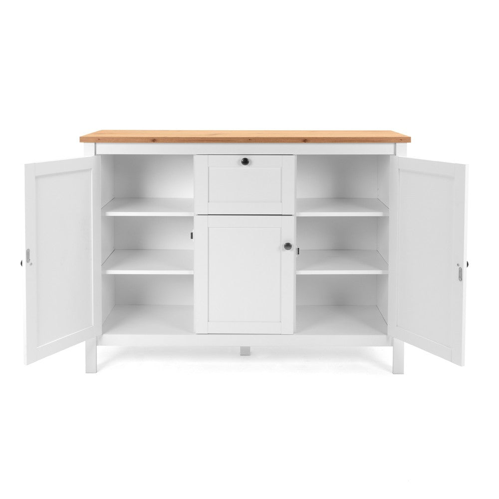 Madia Bergen57 con 3 ante e 1 cassetto bianco e top artisan oak