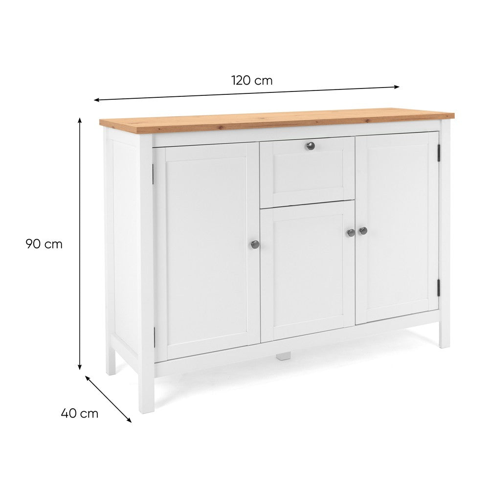 Madia Bergen57 con 3 ante e 1 cassetto bianco e top artisan oak