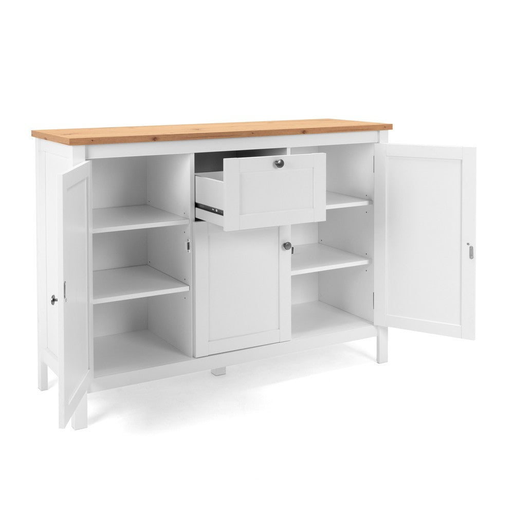 Madia Bergen57 con 3 ante e 1 cassetto bianco e top artisan oak