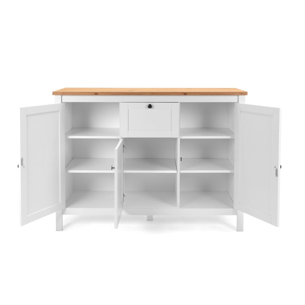 Madia Bergen57 con 3 ante e 1 cassetto bianco e top artisan oak