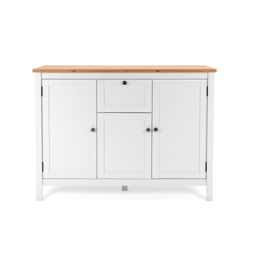 Madia Bergen57 con 3 ante e 1 cassetto bianco e top artisan oak