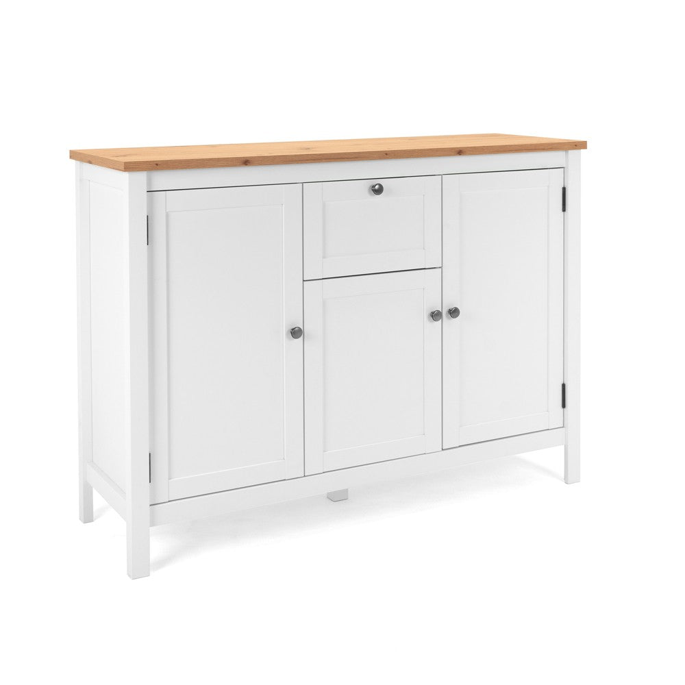 Madia Bergen57 con 3 ante e 1 cassetto bianco e top artisan oak