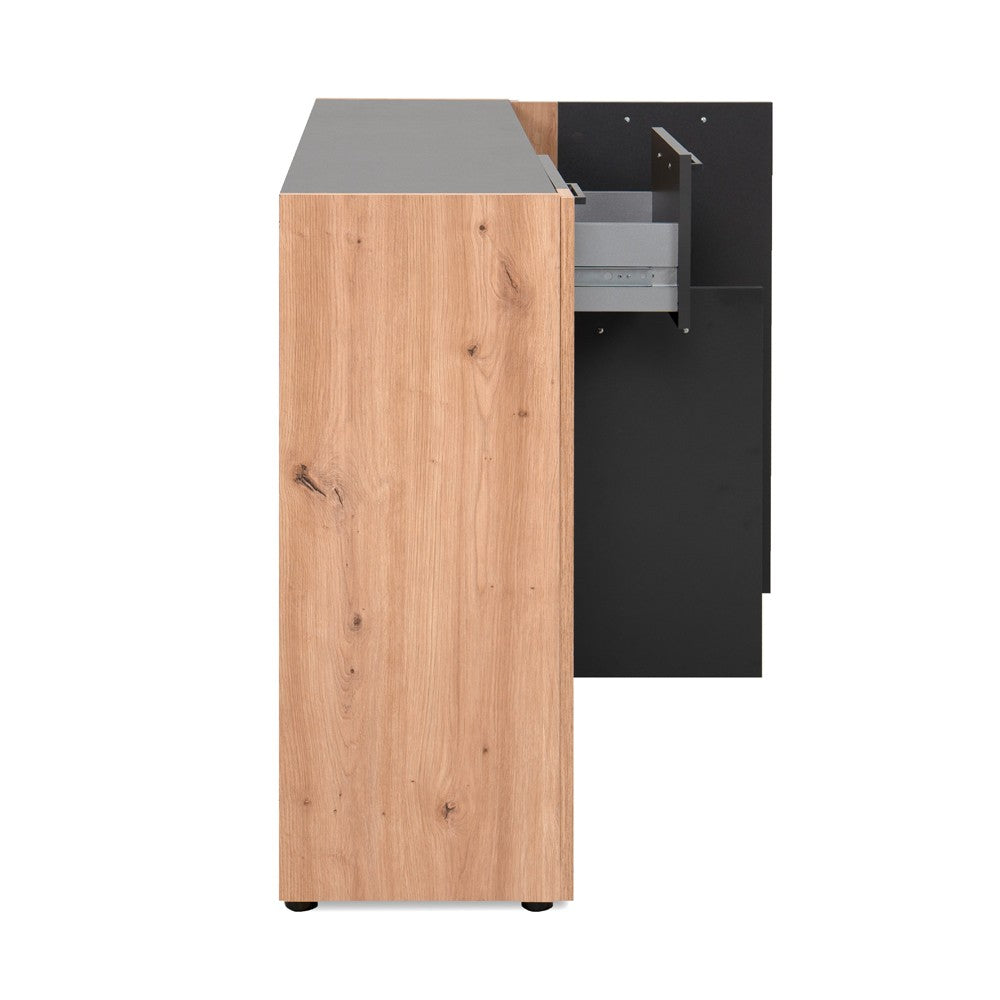 Madia Cento 01B con 3 ante e 1 cassetto colore antracite e laterali legno rovere artisan