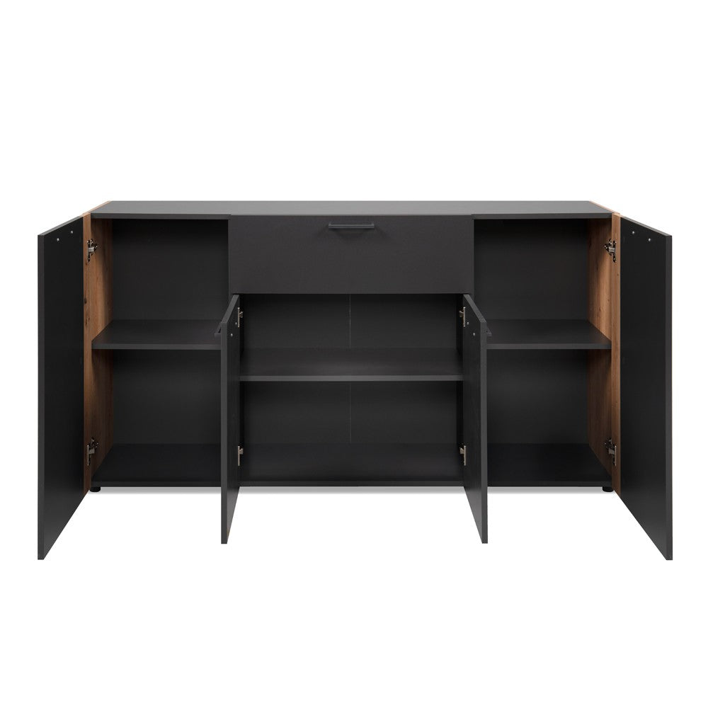 Madia Cento 51A con 4 ante e 1 cassetto colore antracite e laterali legno rovere artisan
