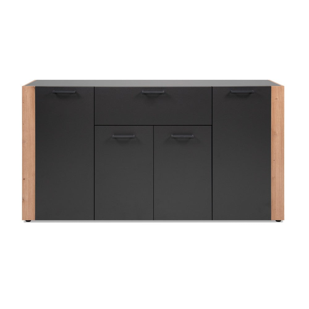 Madia Cento 51A con 4 ante e 1 cassetto colore antracite e laterali legno rovere artisan