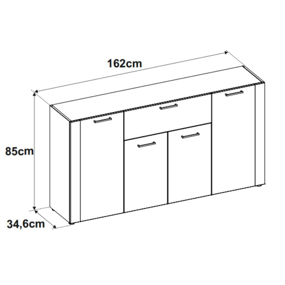 Madia Cento 51A con 4 ante e 1 cassetto colore antracite e laterali legno rovere artisan