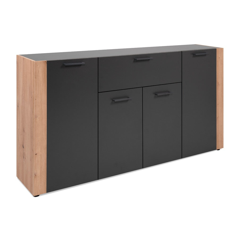 Madia Cento 51A con 4 ante e 1 cassetto colore antracite e laterali legno rovere artisan