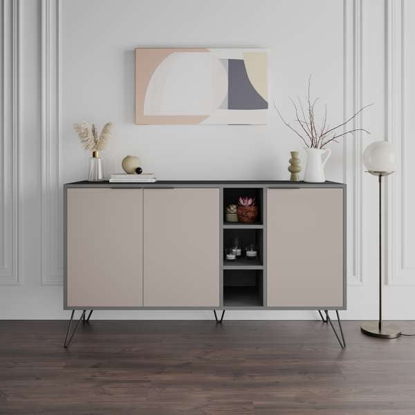 Madia Clara antracite 3 ante tortora 142x35,6x83h