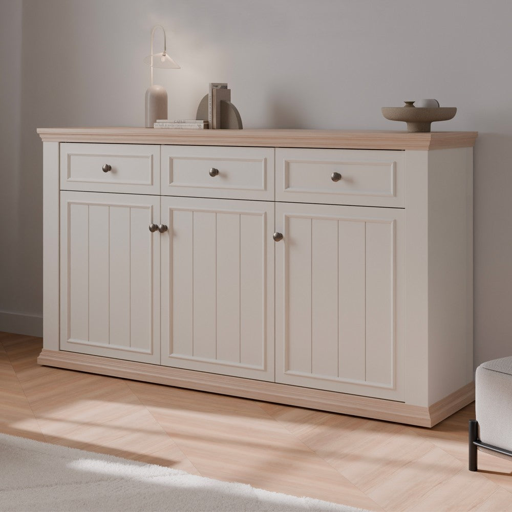 Madia Essenza con 3 cassetti e 3 ante in stile classico colore bianco e rovere