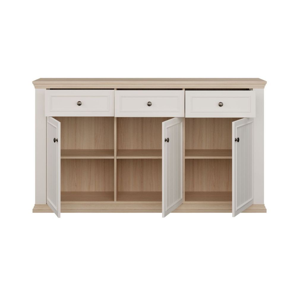 Madia Essenza con 3 cassetti e 3 ante in stile classico colore bianco e rovere