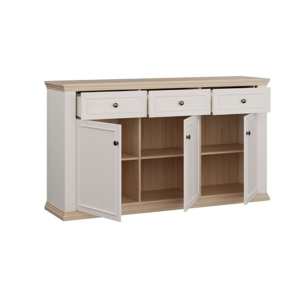Madia Essenza con 3 cassetti e 3 ante in stile classico colore bianco e rovere