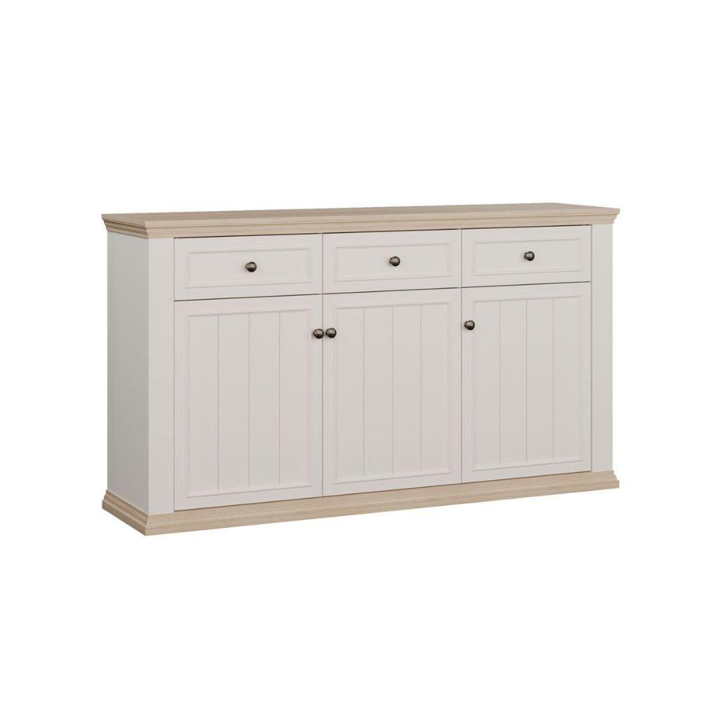 Madia Essenza con 3 cassetti e 3 ante in stile classico colore bianco e rovere