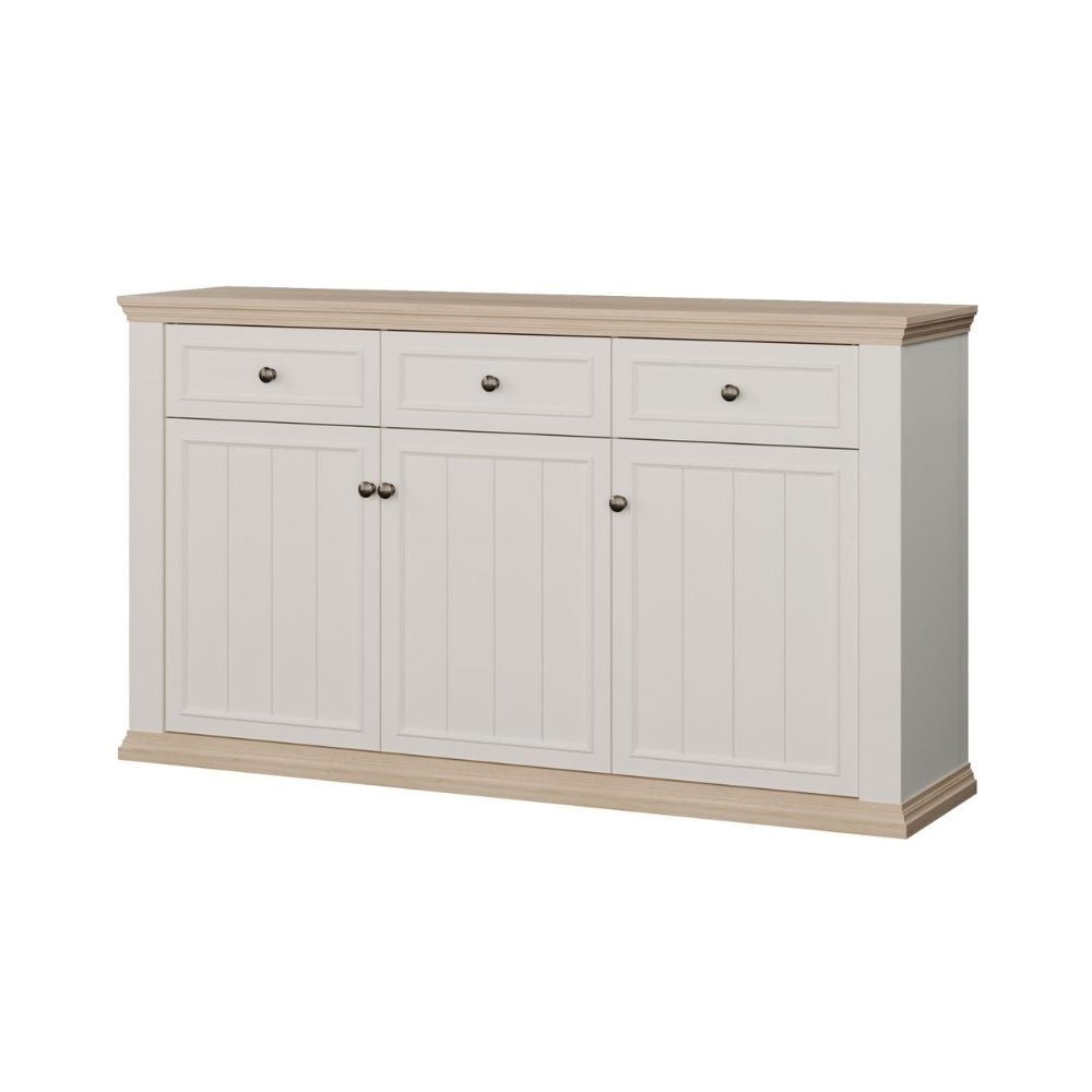 Madia Essenza con 3 cassetti e 3 ante in stile classico colore bianco e rovere