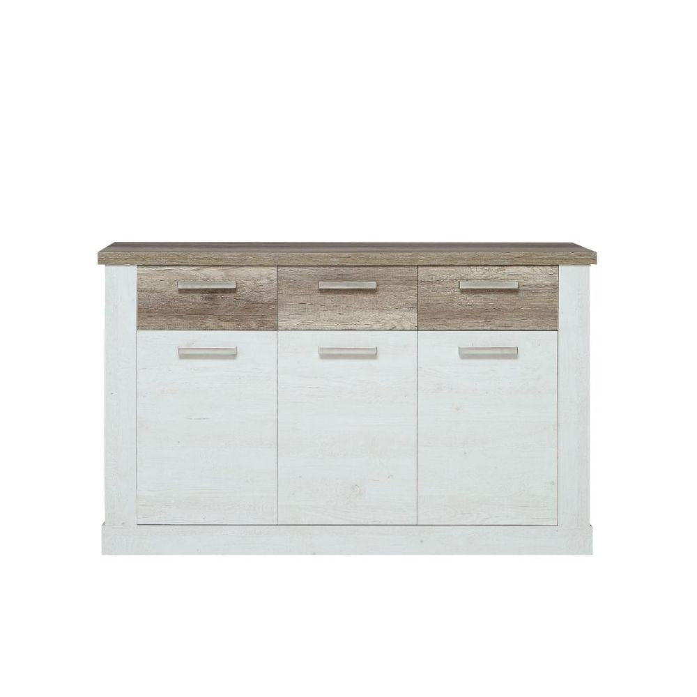 Madia Flux 3 ante e 3 cassetti in colore pino bianco e rovere antico
