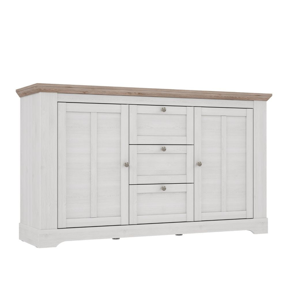 Madia Forma con 3 cassetti e 2 ante colore rovere neve e piano olmo scuro