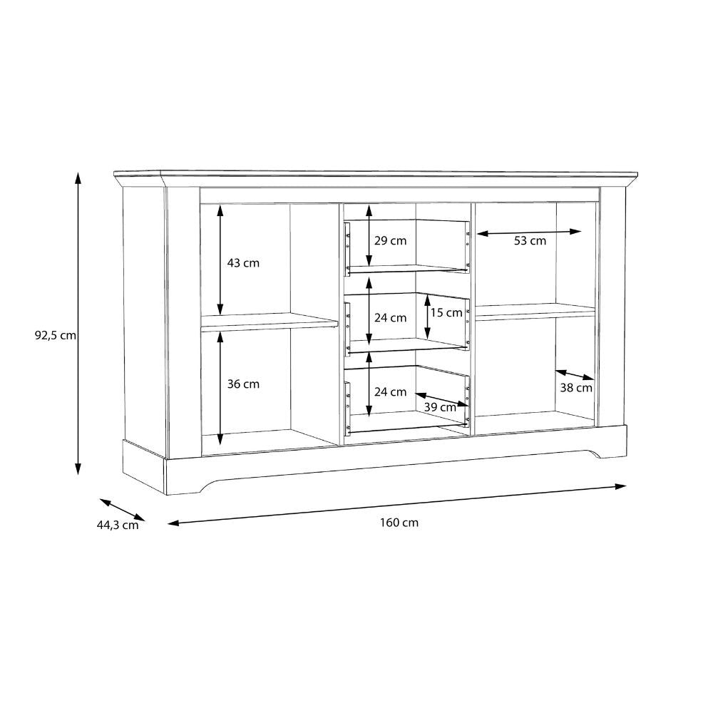 Madia Forma con 3 cassetti e 2 ante colore rovere neve e piano olmo scuro
