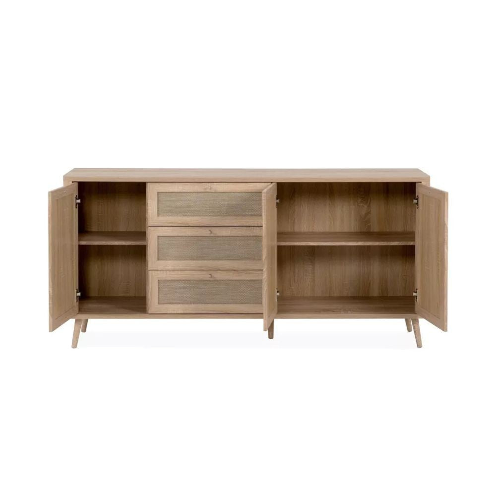 Madia KUTA51A rovere sonoma 3 cassetti e 3 ante effetto rafia