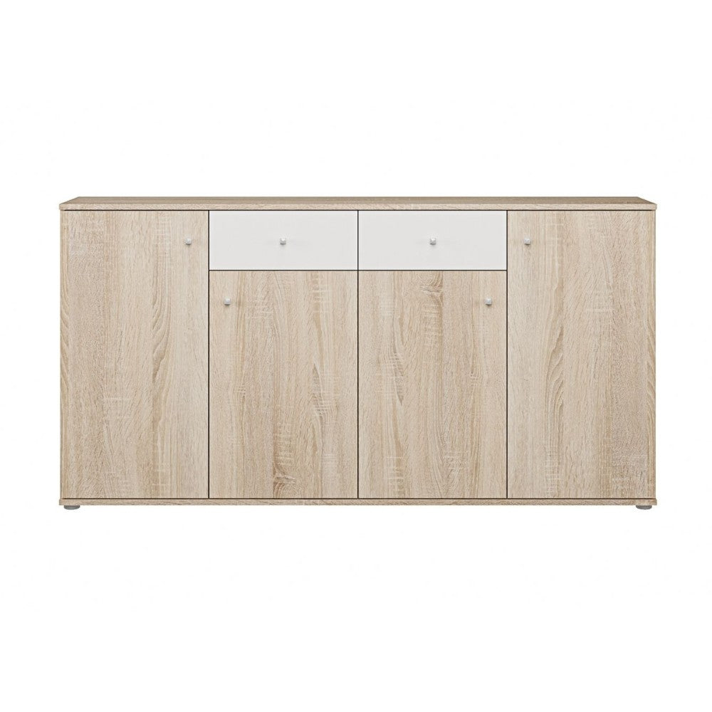 Madia Nilo con 4 ante colore rovere e 2 cassetti colore bianco