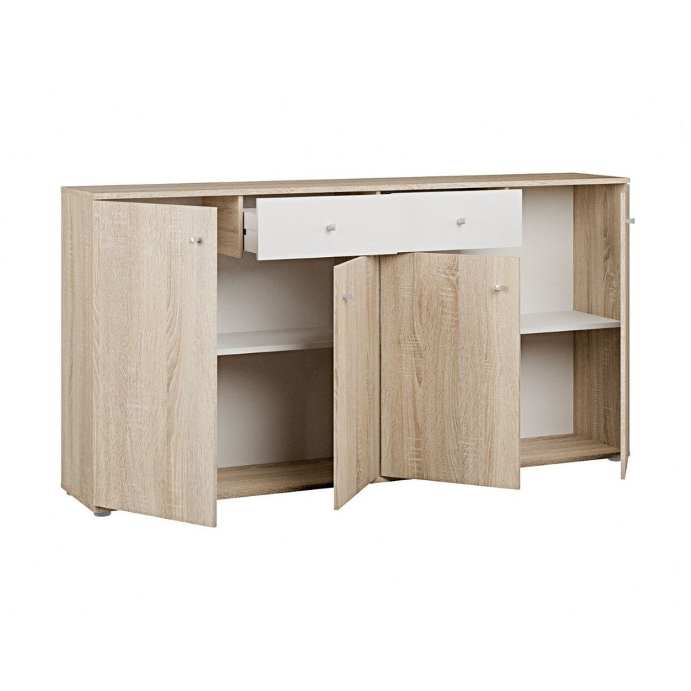 Madia Nilo con 4 ante colore rovere e 2 cassetti colore bianco