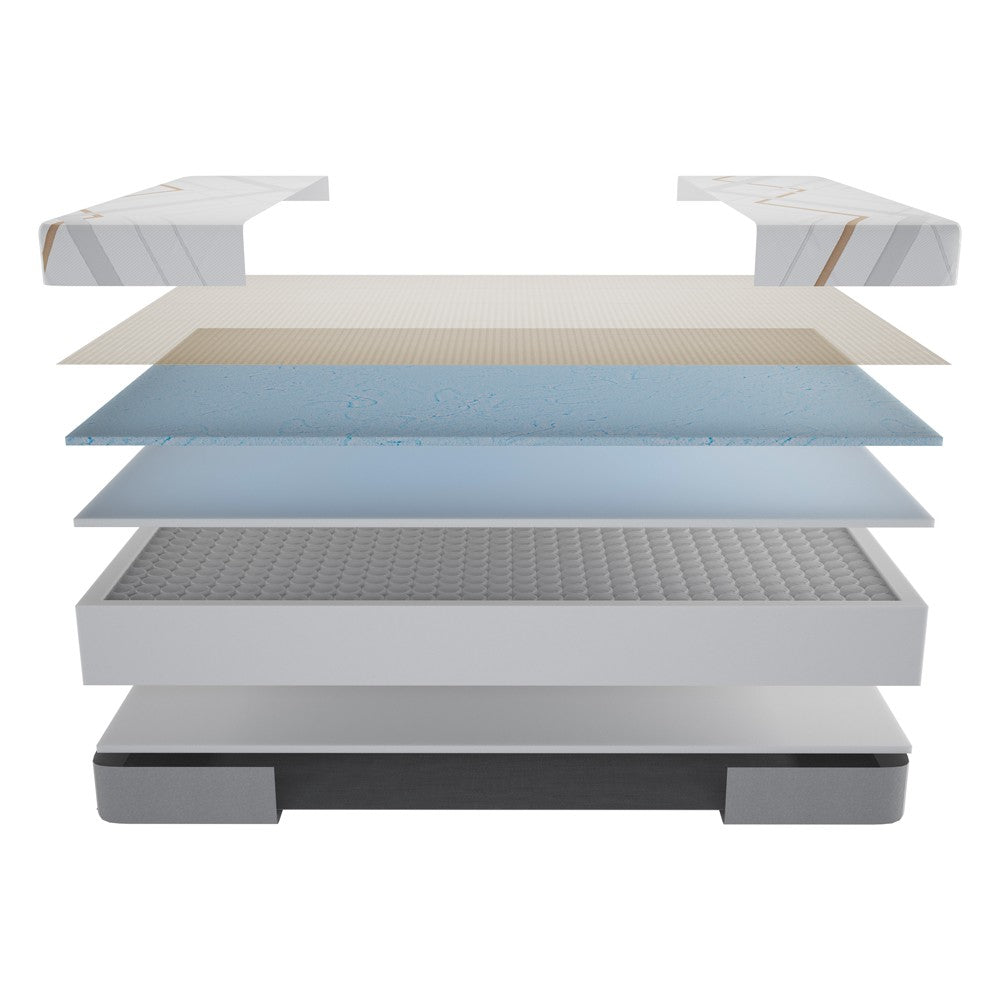 Materasso una piazza e mezza Corvo con memory foam molle insacchettate e tessuto rinfrescante sfoderabile 120x190x30H cm.