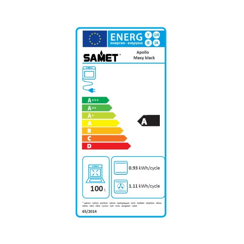 Maxi forno 90 cm Samet Apollo con timer meccanico nero