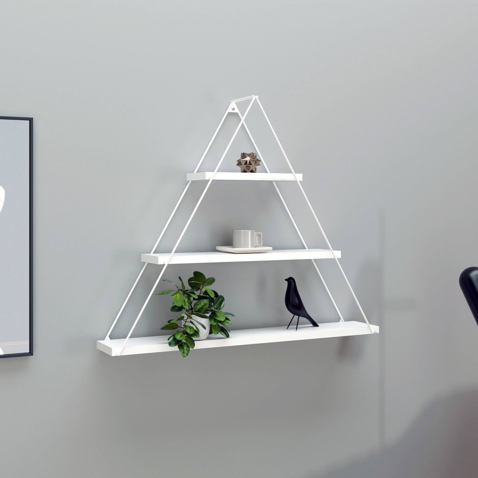 Mensola triangolare 3 ripiani Moset bianco totale MT191006