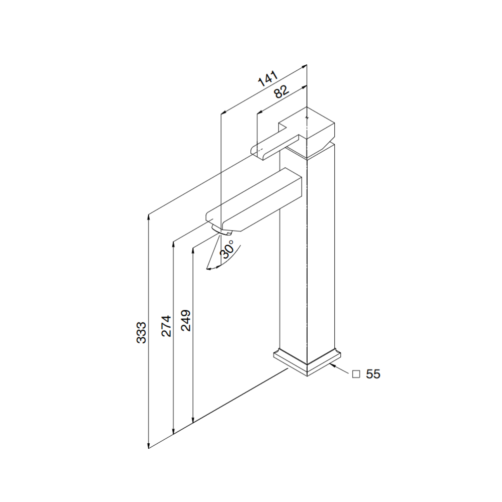 Miscelatore bagno Quadra lavabo alto cromato