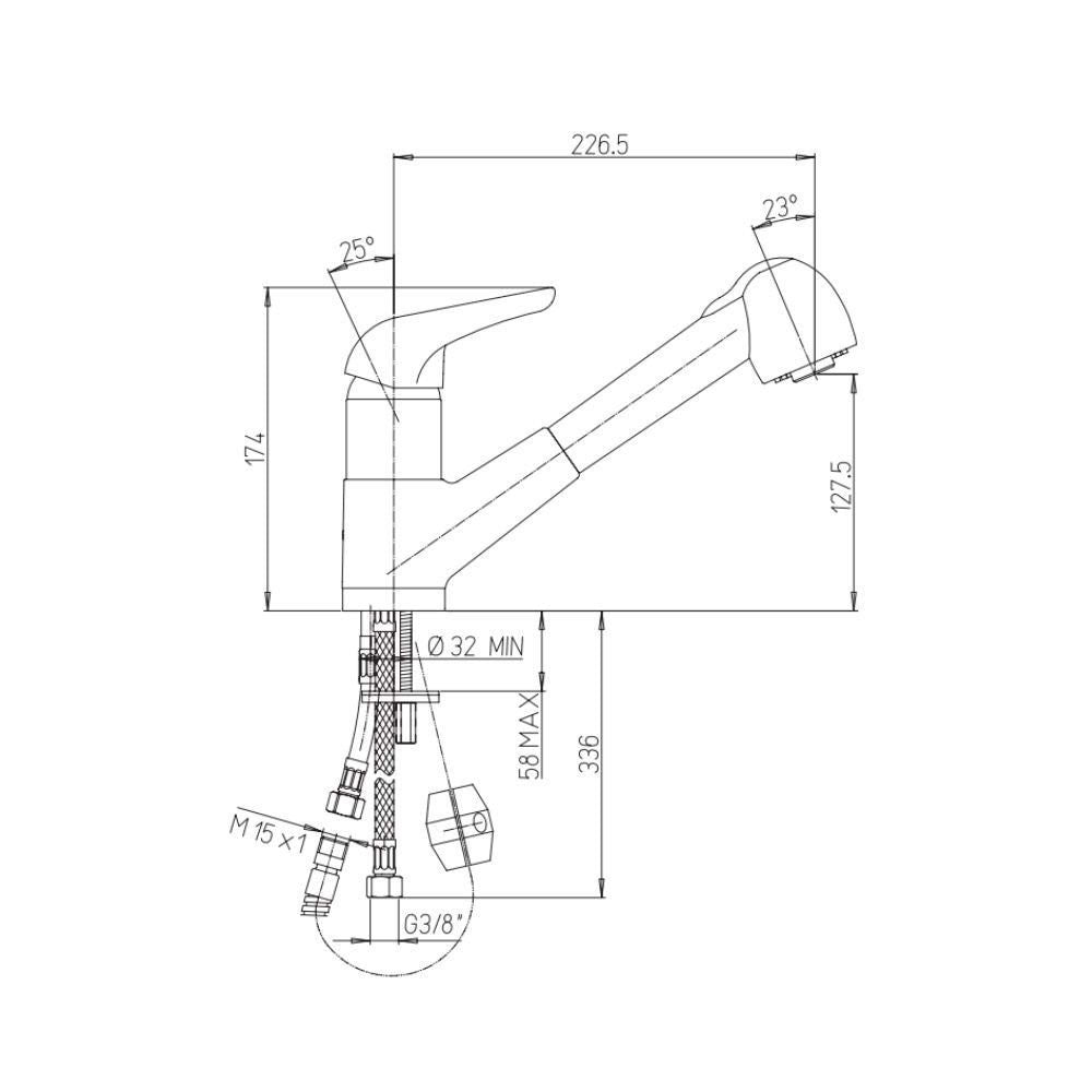 Miscelatore da cucina Paini 64CR568 cromato doccetta estraibile