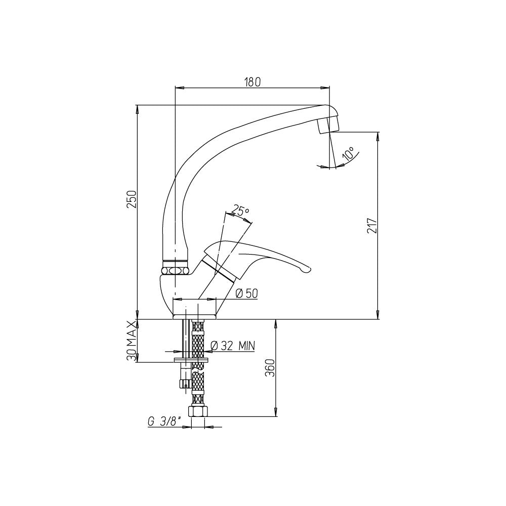 Miscelatore lavello Creta monocomando finitura granito alaska