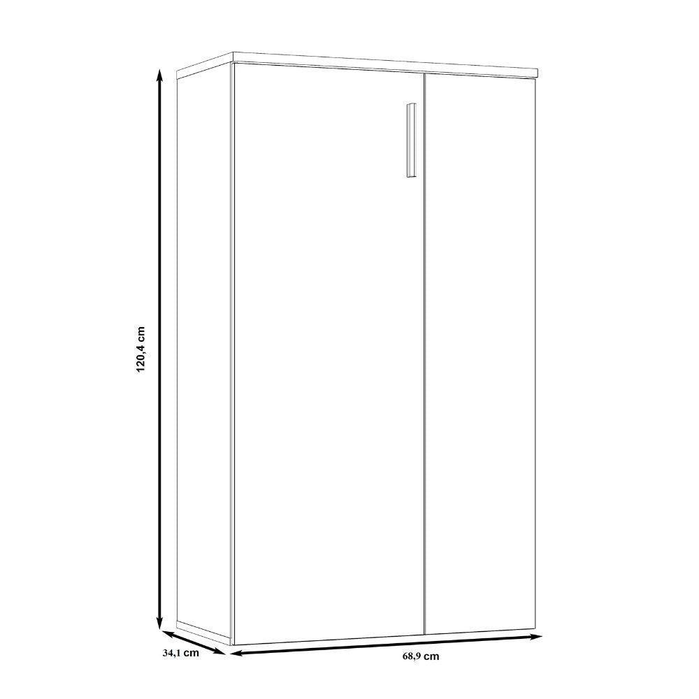 Mobile multiuso Lucio 2 ante H 120cm. colore bianco e cemento