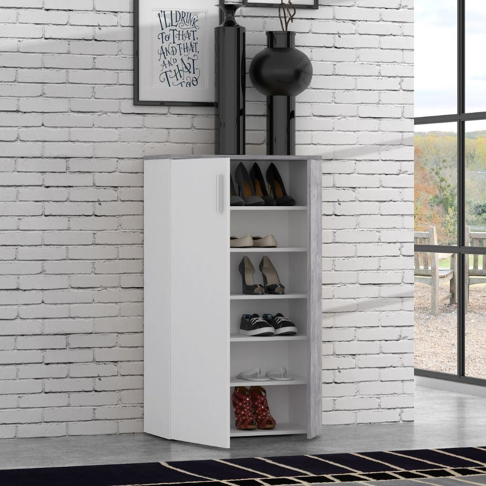 Mobile multiuso Lucio 2 ante H 120cm. colore bianco e cemento