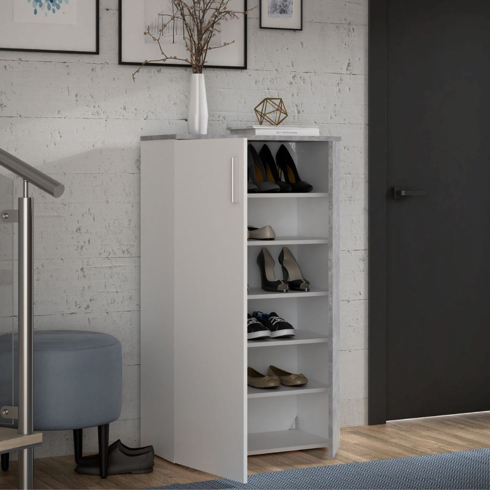 Mobile multiuso Lucio 2 ante H 120cm. colore bianco e cemento