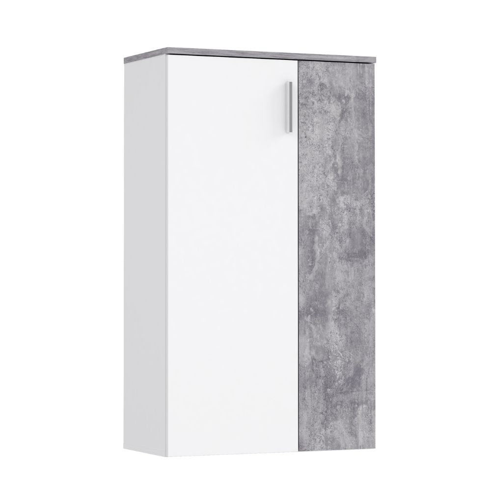 Mobile multiuso Lucio 2 ante H 120cm. colore bianco e cemento