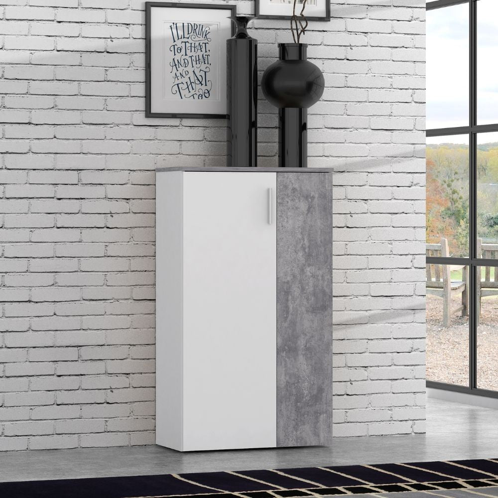 Mobile multiuso Lucio 2 ante H 120cm. colore bianco e cemento