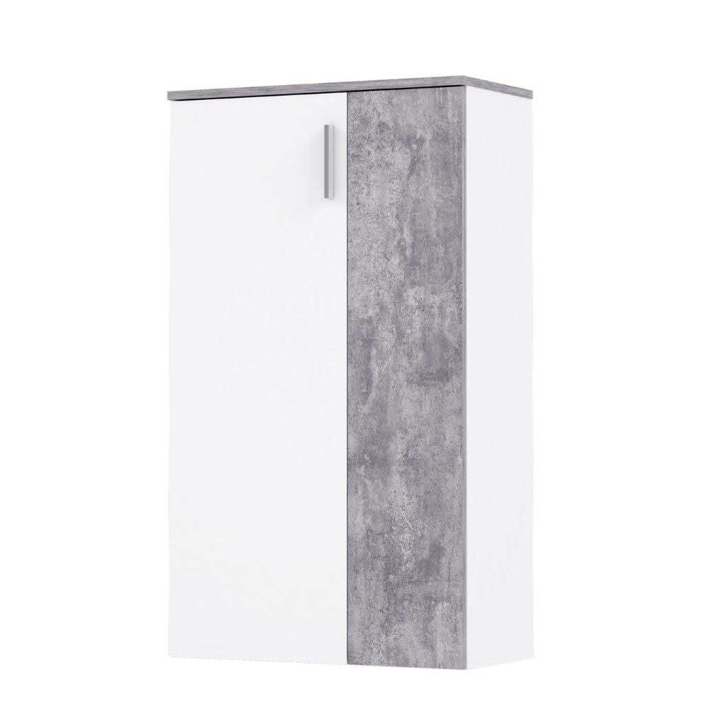 Mobile multiuso Lucio 2 ante H 120cm. colore bianco e cemento