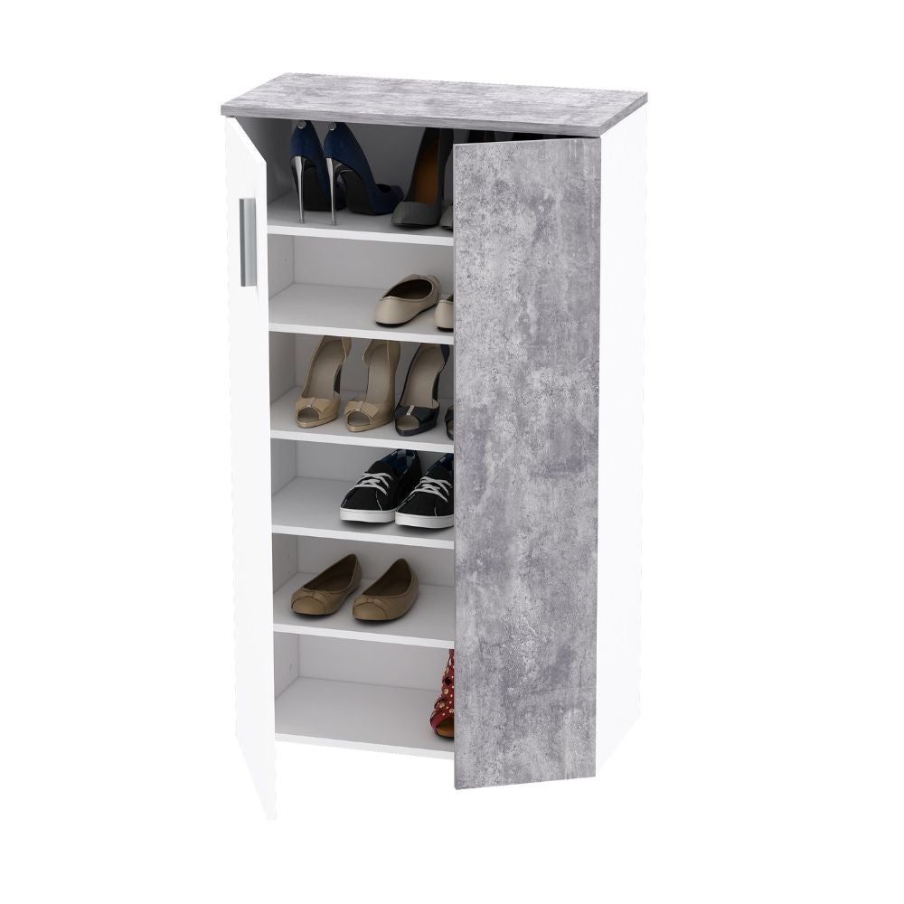 Mobile multiuso Lucio 2 ante H 120cm. colore bianco e cemento