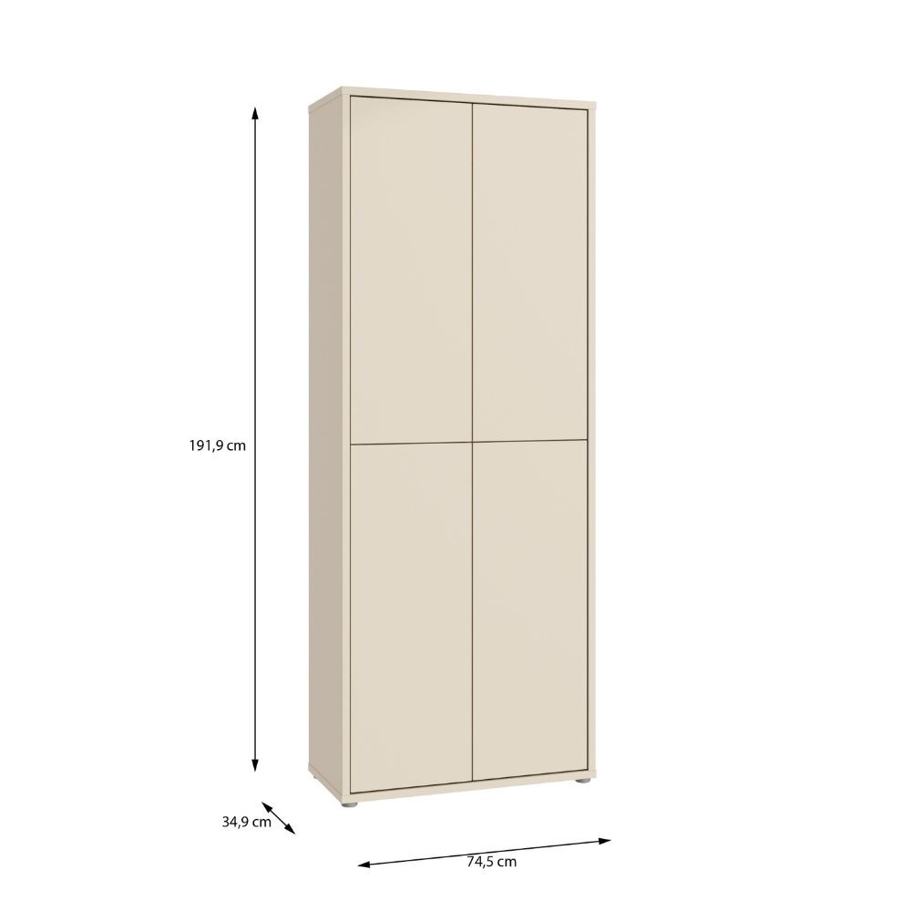 Mobile multiuso Medea 4 ante colore cashmere 74.5x34.9xH 191.9 cm.