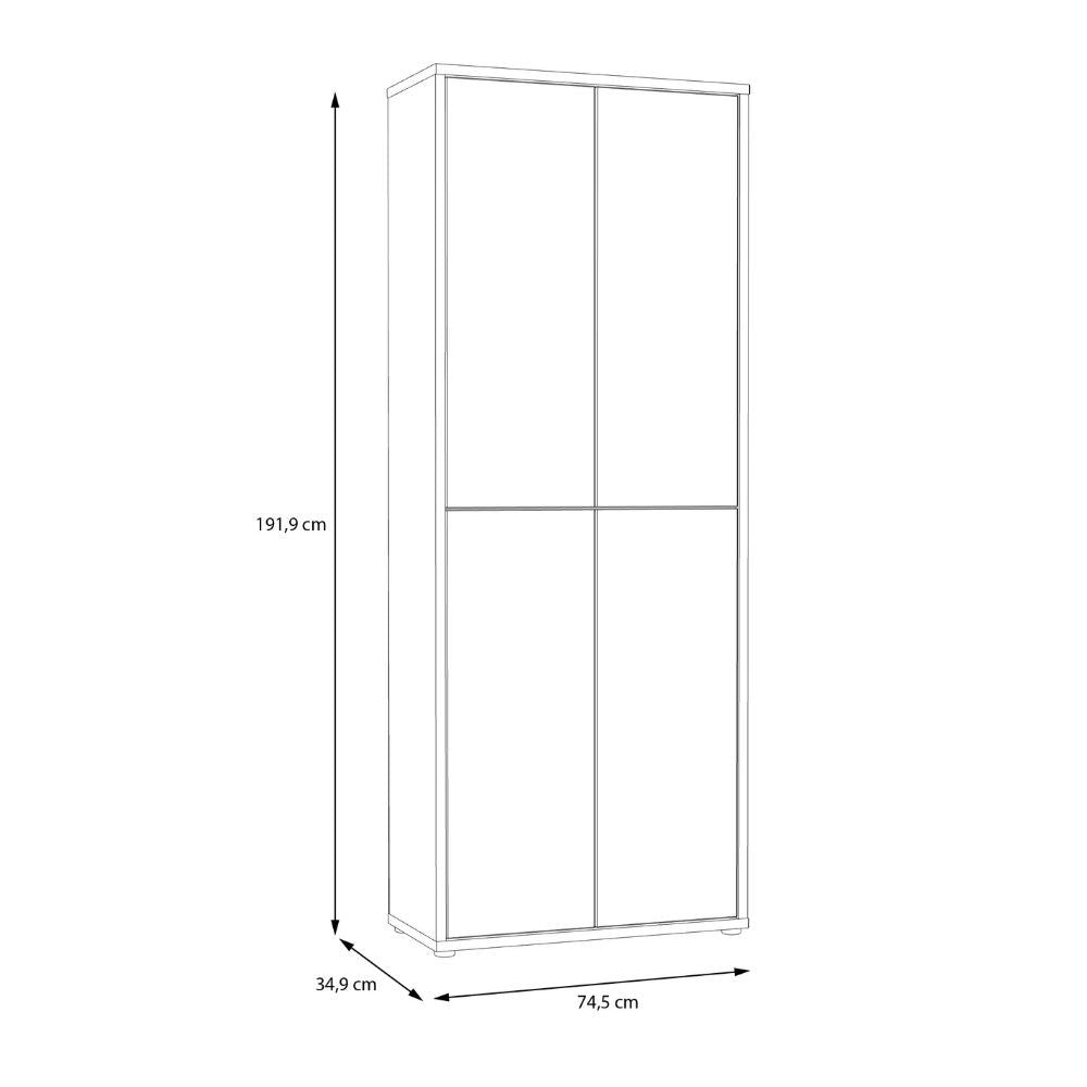 Mobile multiuso Medea 4 ante colore grigio chiaro 74.5x34.9xH 191.9 cm.