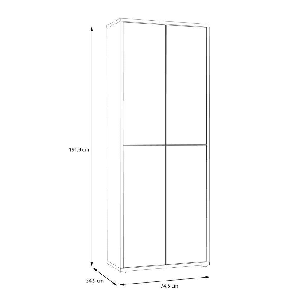 Mobile multiuso Medea 4 ante colore rovere 74.5x34.9xH191.9 cm.