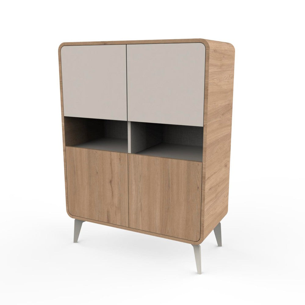 Mobile multiuso Nubo con 4 ante e 2 nicchie a giorno in struttura rovere sepet e ante cashmere
