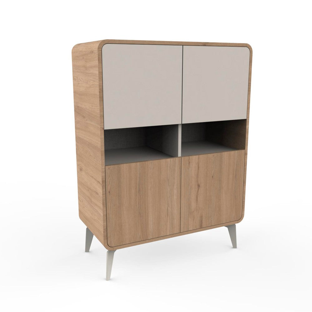 Mobile multiuso Nubo con 4 ante e 2 nicchie a giorno in struttura rovere sepet e ante cashmere